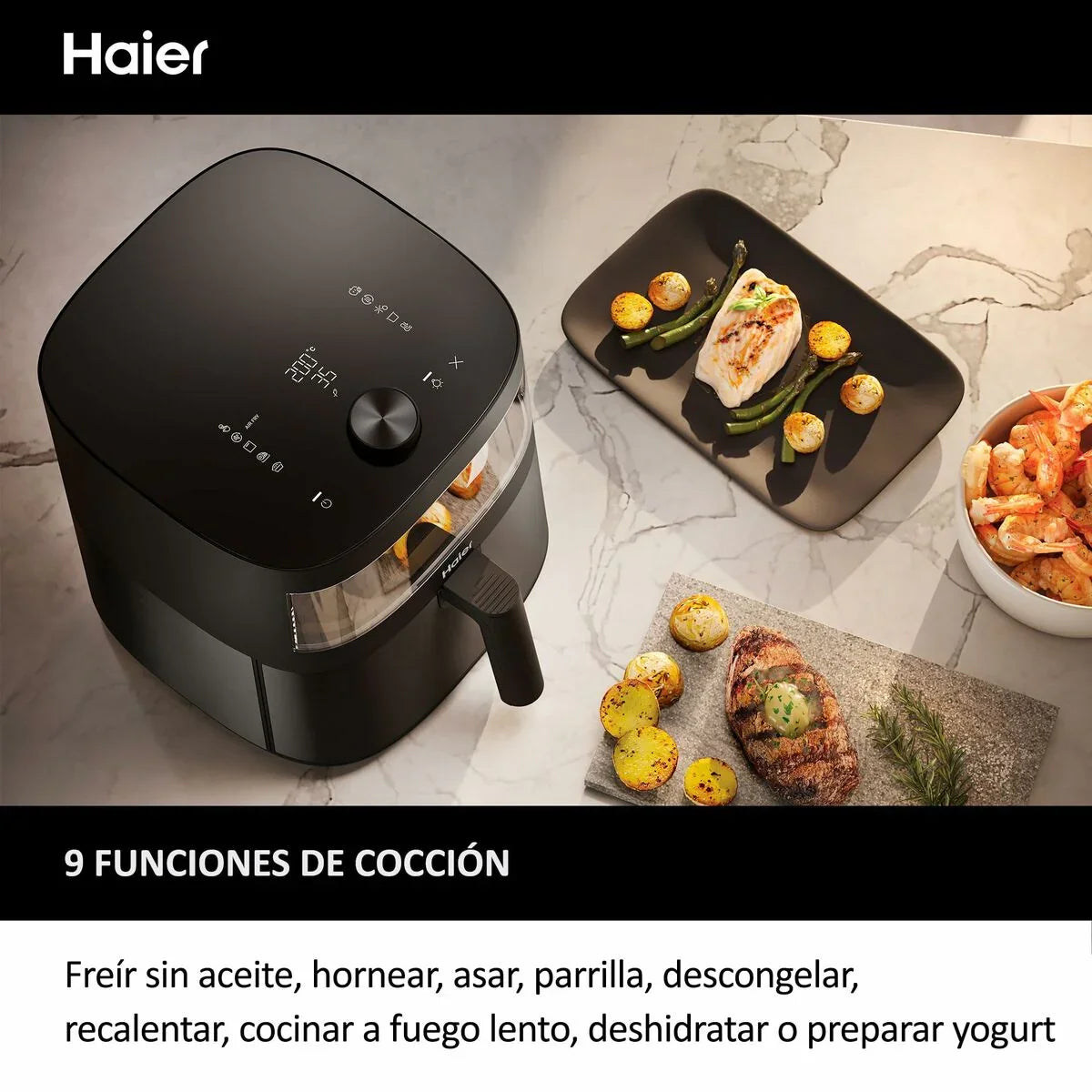 Friggitrice ad Aria Cecotec HAF5TWA 011 Nero 2000 W 6,5 L - Yestore