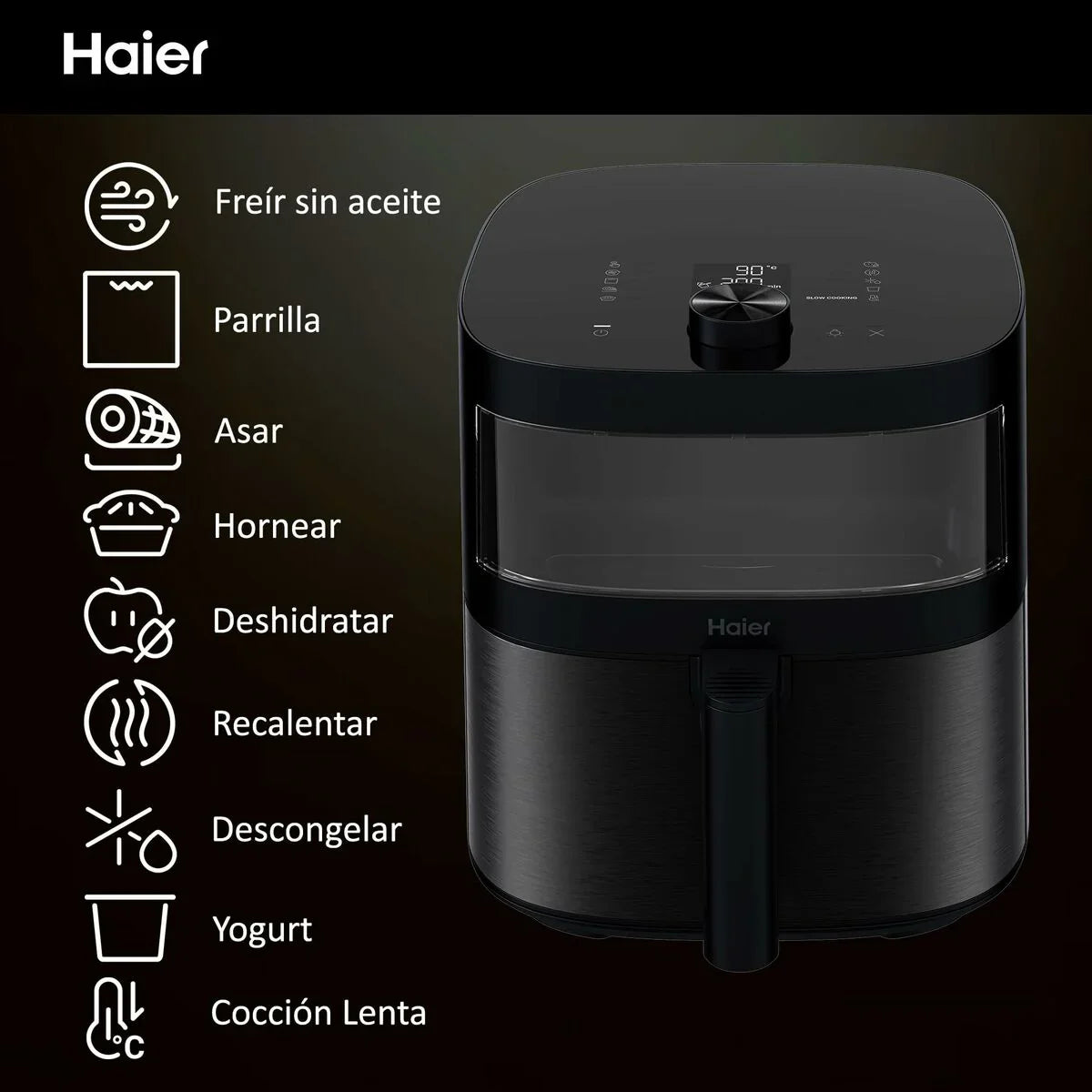 Friggitrice ad Aria Cecotec HAF5TWA 011 Nero 2000 W 6,5 L - Yestore