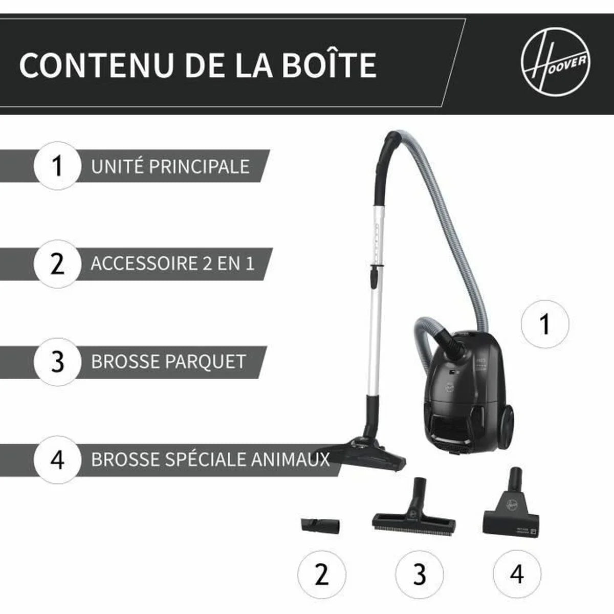 Aspirapolvere Hoover HE120PET 011 Nero Grigio 700 W - Yestore