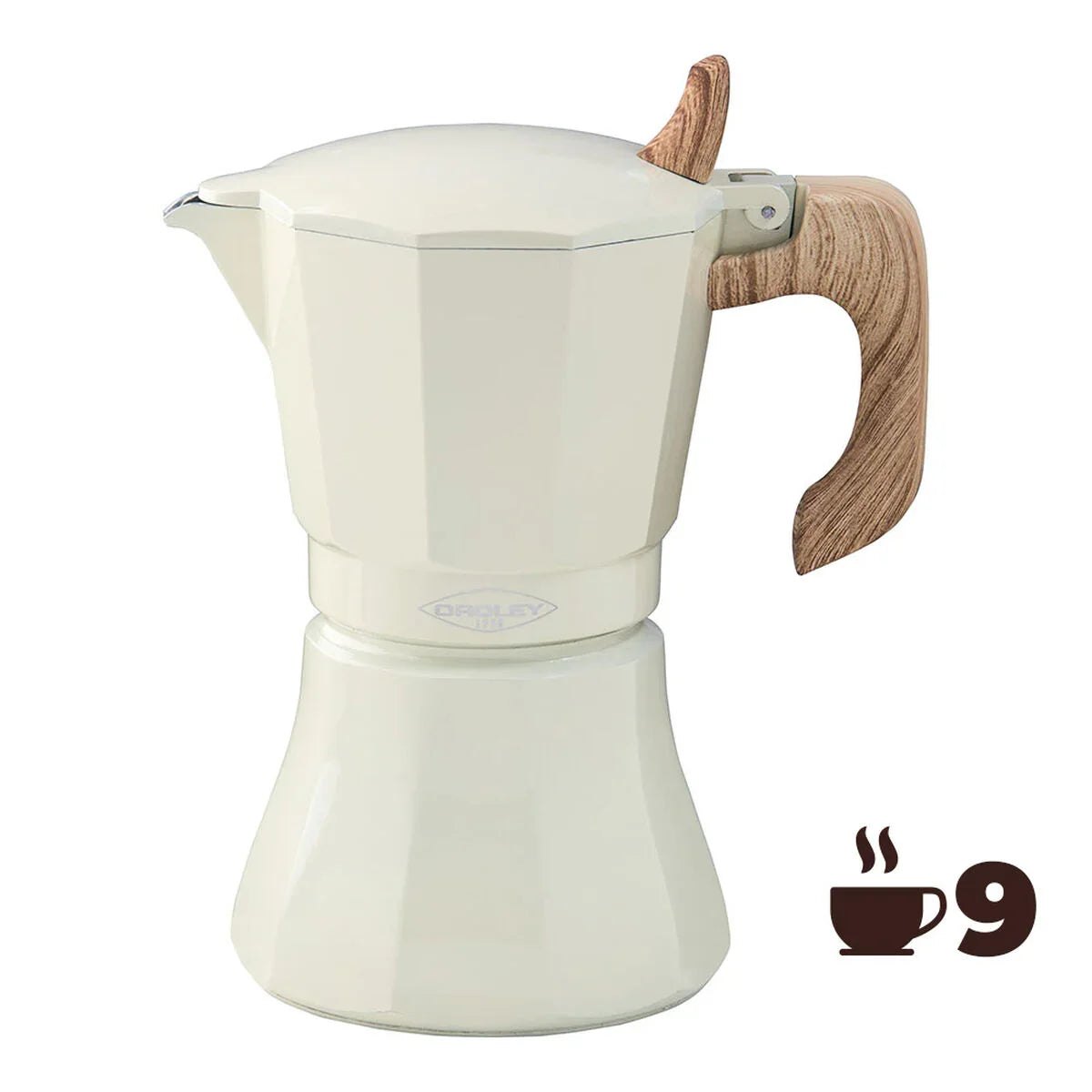 Caffettiera Italiana Oroley Petra Crema Alluminio 9 Tazze - Yestore