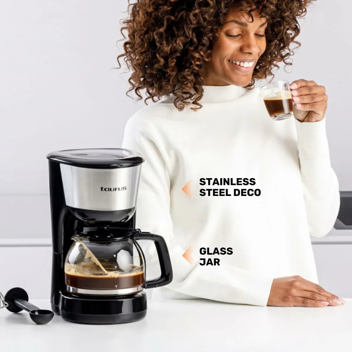 Caffettiera Americana Taurus Verona inox 12 tazas 1000 W Nero - Yestore