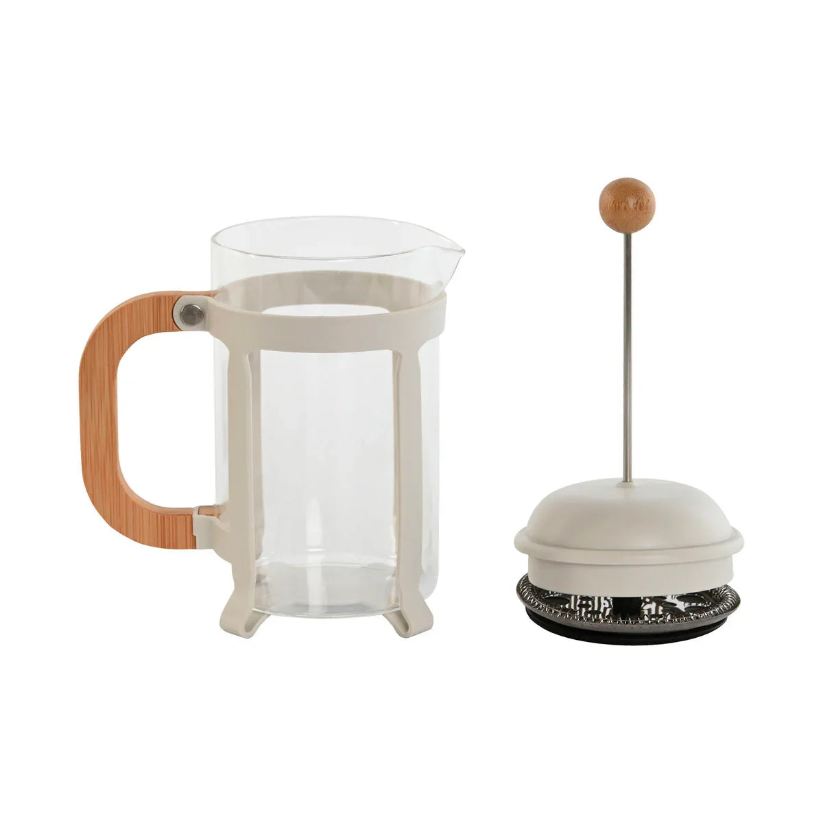 Cafetière with Plunger Home ESPRIT White Natural Stainless steel 800 ml 15 x 10 x 22 cm - Yestore