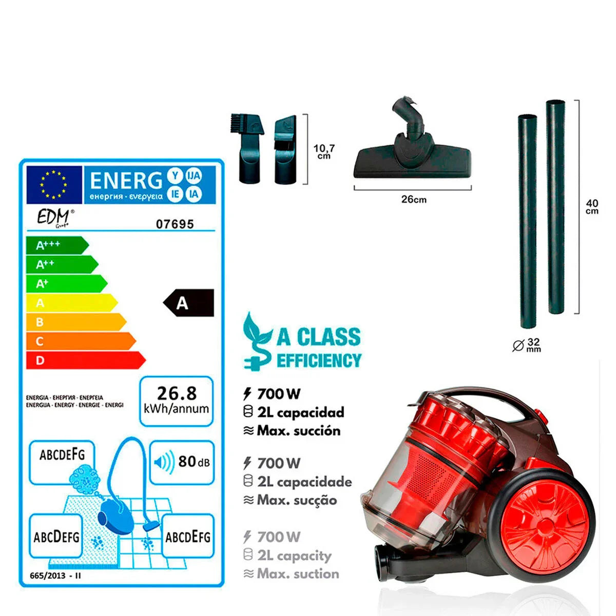 Aspirapolvere Multiciclonico EDM 07695 700 W - Yestore