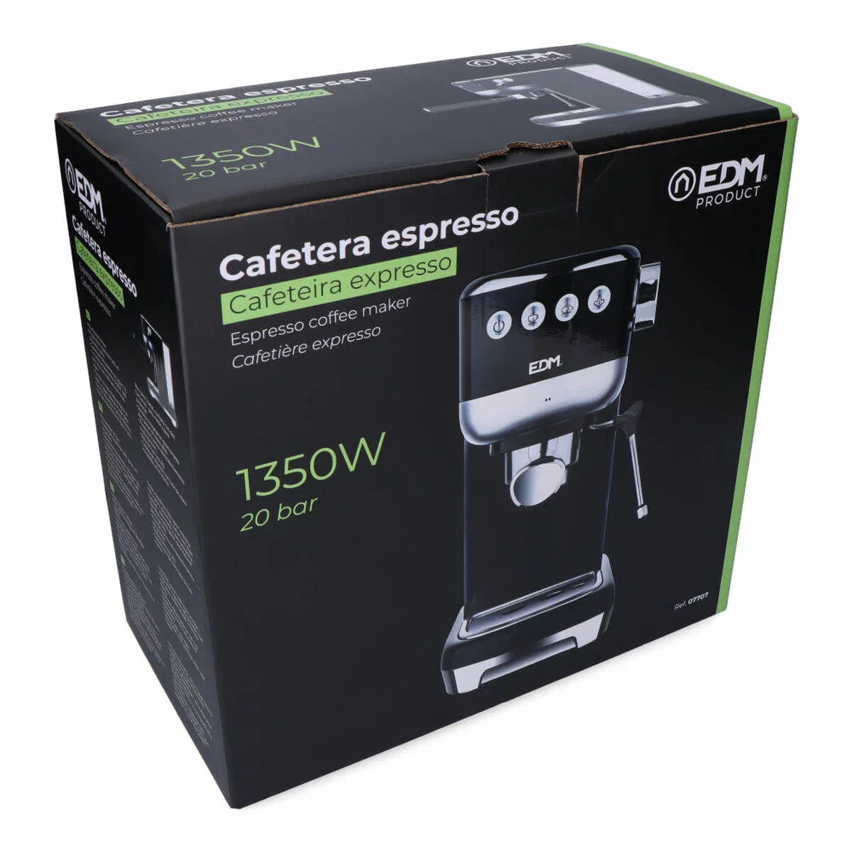 Caffettiera Express a Leva EDM 07707 Nero 2 Tazze 1,3 L - Yestore