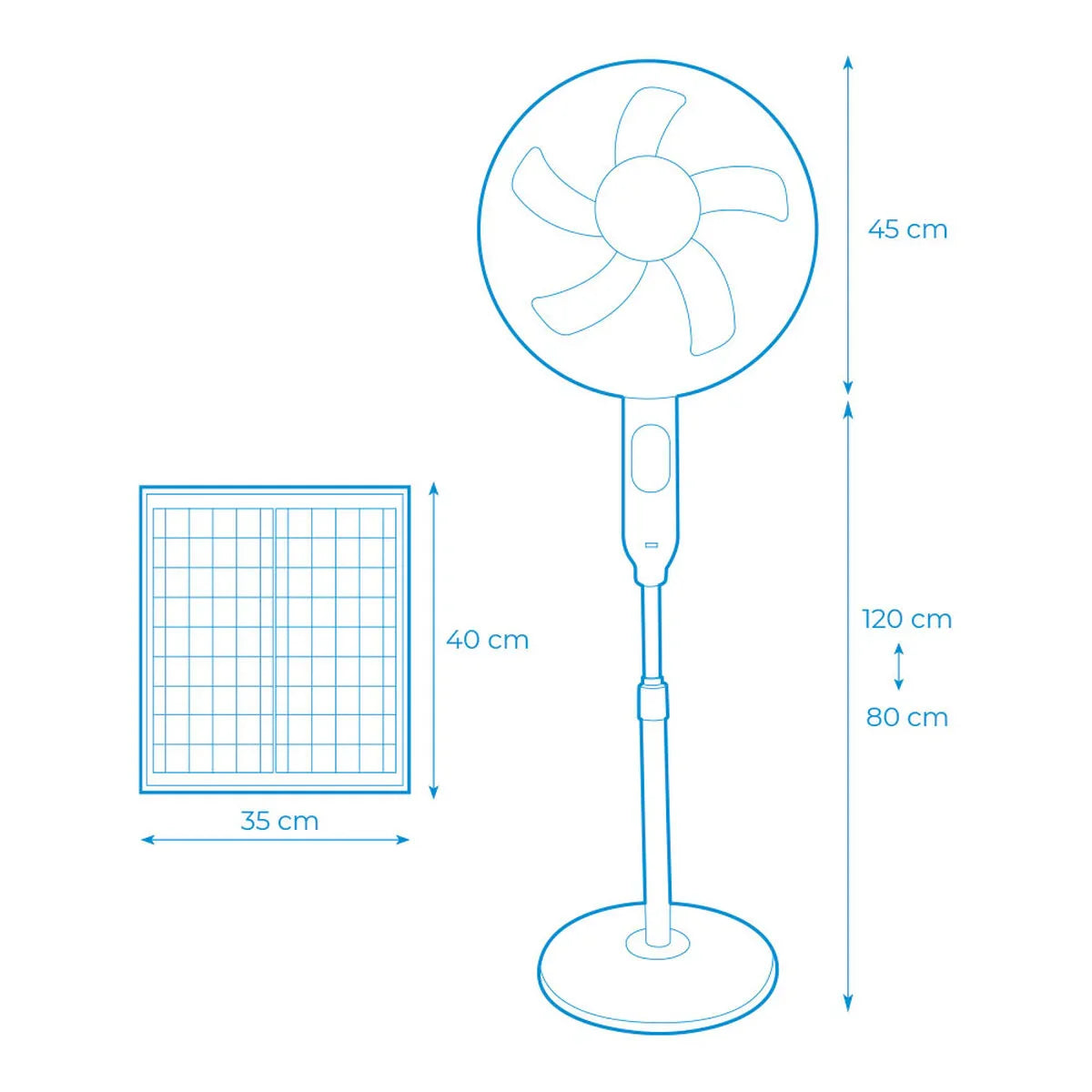 Ventilatore a Piantana EDM 33523 Bianco 25 W Solare - Yestore