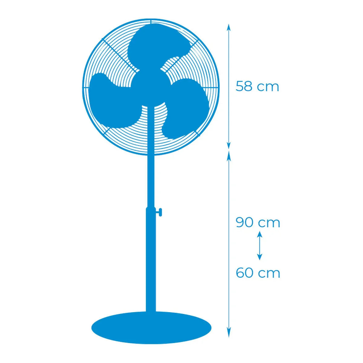 Ventilatore a Piantana EDM 33528 Nero opaco 80 W Ø 50 cm industriale - Yestore