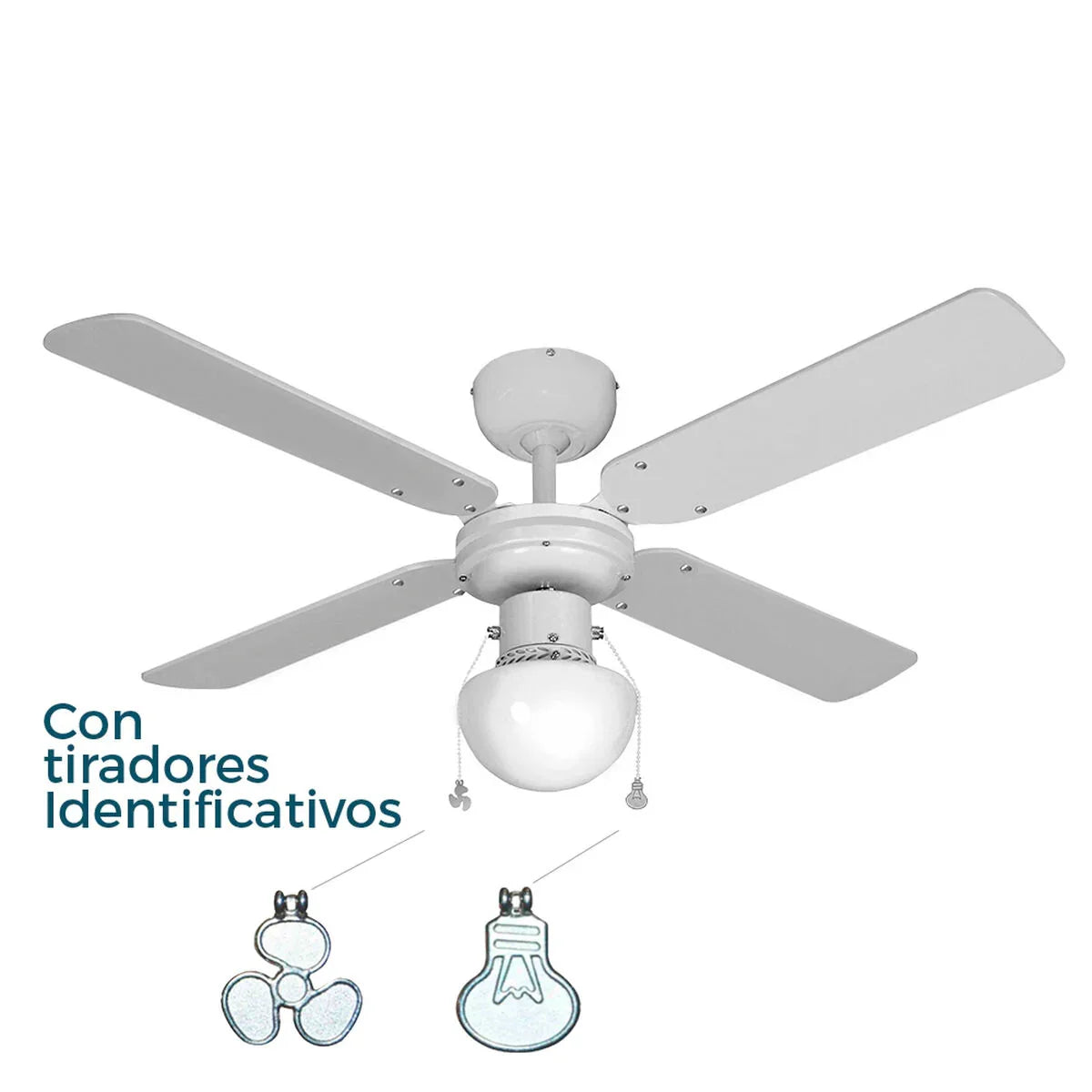 Ventilatore da Soffitto con Luce EDM 33800 Caribe Bianco 50 W - Yestore