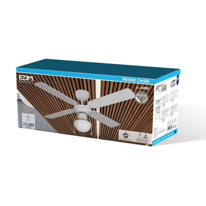 Ventilatore da Soffitto con Luce EDM 33800 Caribe Bianco 50 W - Yestore