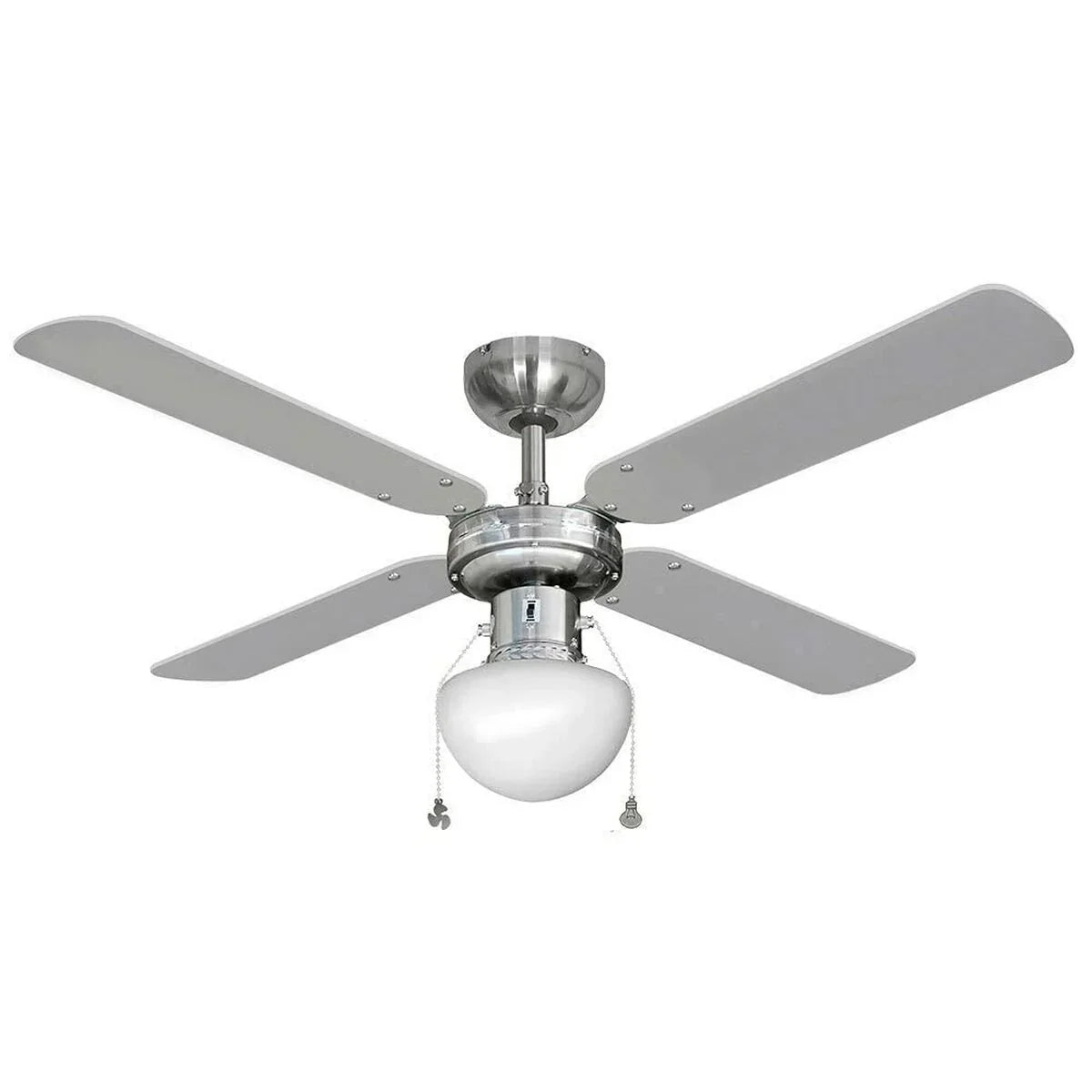 Ventilatore da Soffitto con Luce EDM 33801 Caribe Argentato 50 W - Yestore