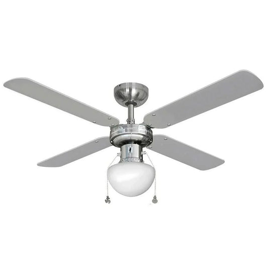 Ventilatore da Soffitto con Luce EDM 33801 Caribe Argentato 50 W - Yestore