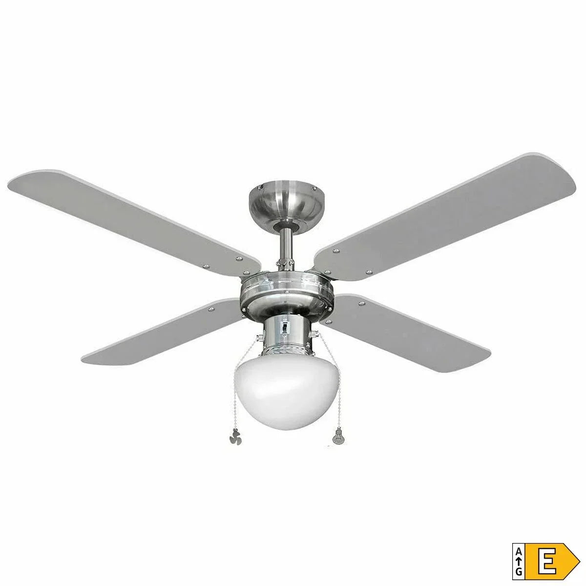 Ventilatore da Soffitto con Luce EDM 33801 Caribe Argentato 50 W - Yestore