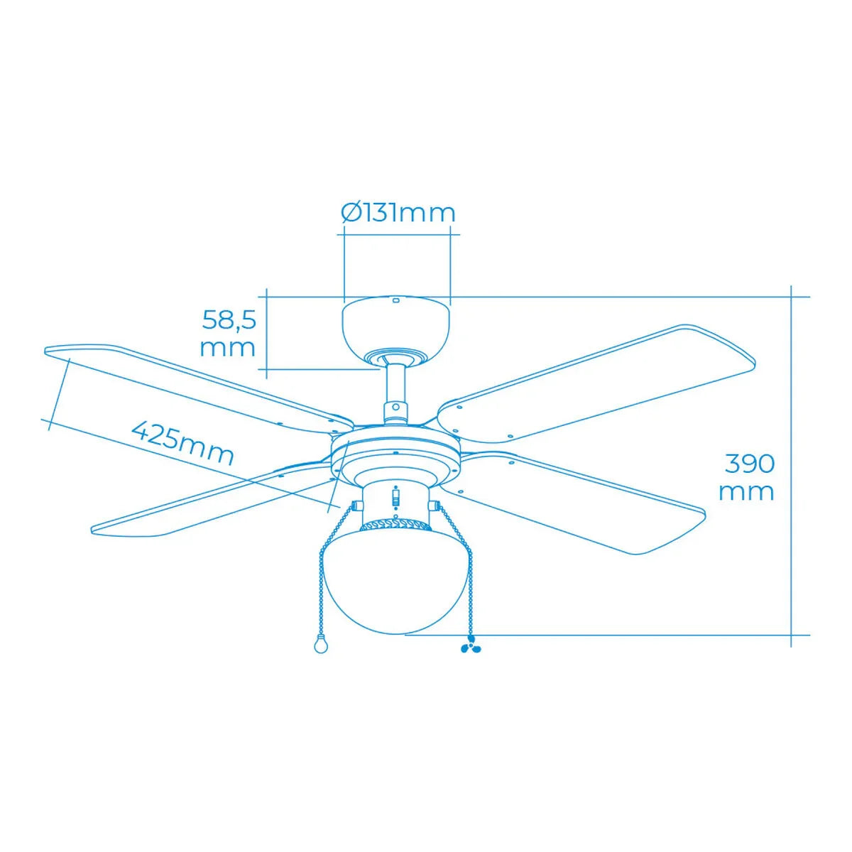Ventilatore da Soffitto con Luce EDM 33801 Caribe Argentato 50 W - Yestore