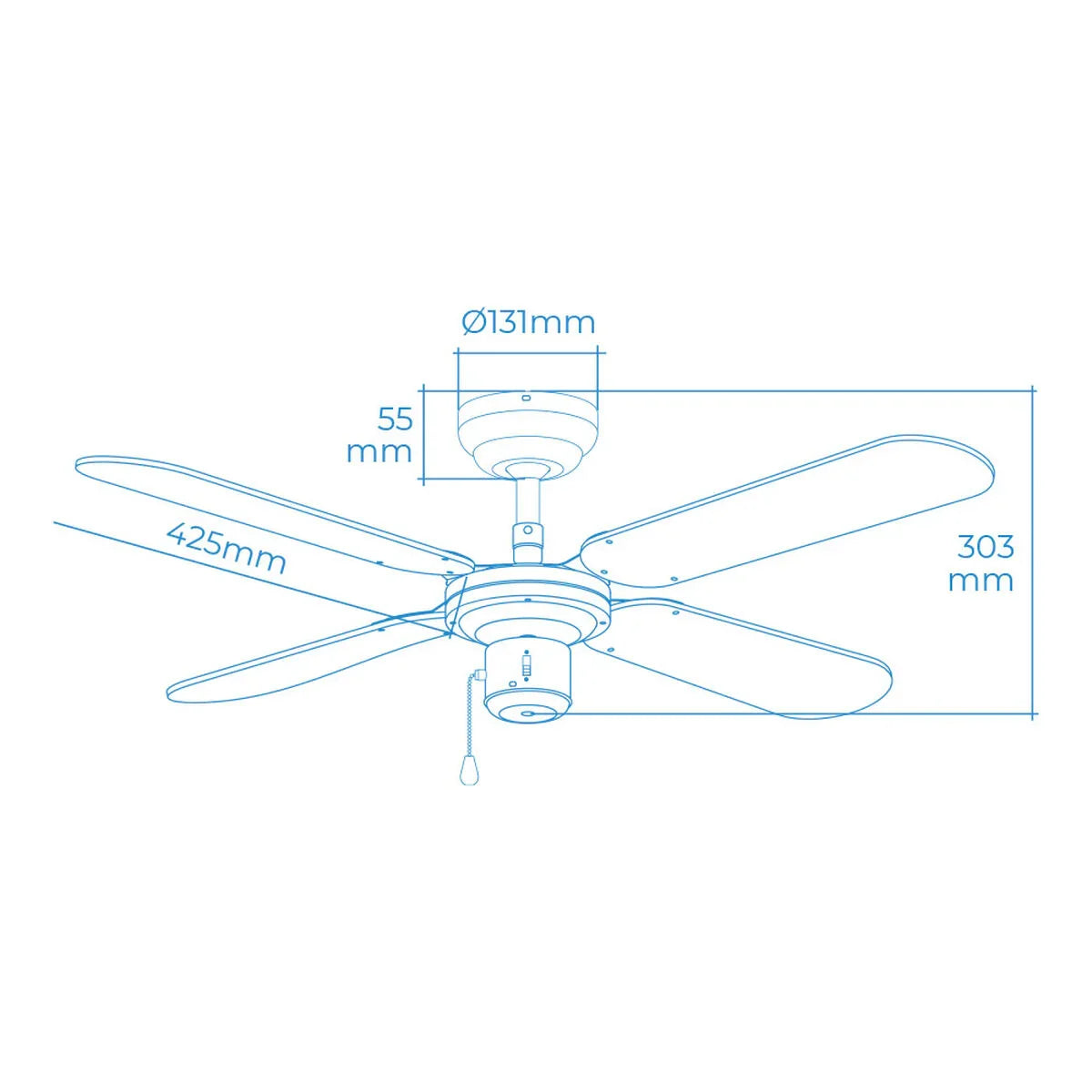 Ventilatore da Soffitto EDM 33802 Báltico Bianco 50 W ø 102 cm - Yestore