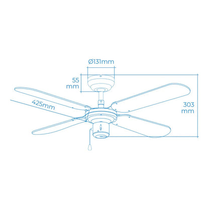 Ventilatore da Soffitto EDM 33802 Báltico Bianco 50 W ø 102 cm - Yestore