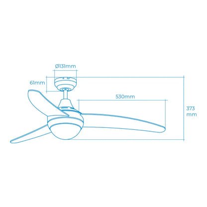 Ventilatore da Soffitto con Luce EDM 33803 Egeo Bianco 60 W - Yestore