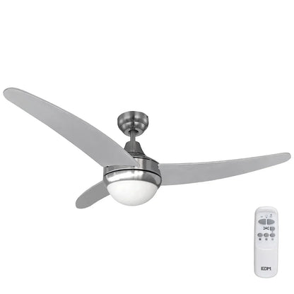 Ventilatore da Soffitto con Luce EDM 33804 Egeo Argentato 60 W - Yestore