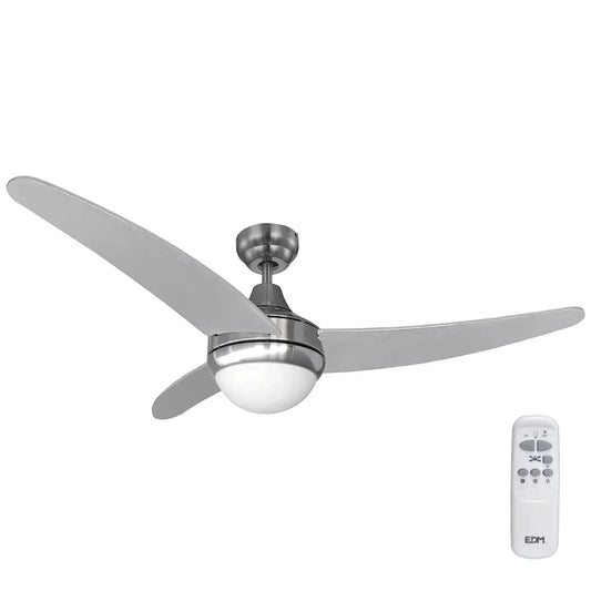 Ventilatore da Soffitto con Luce EDM 33804 Egeo Argentato 60 W - Yestore