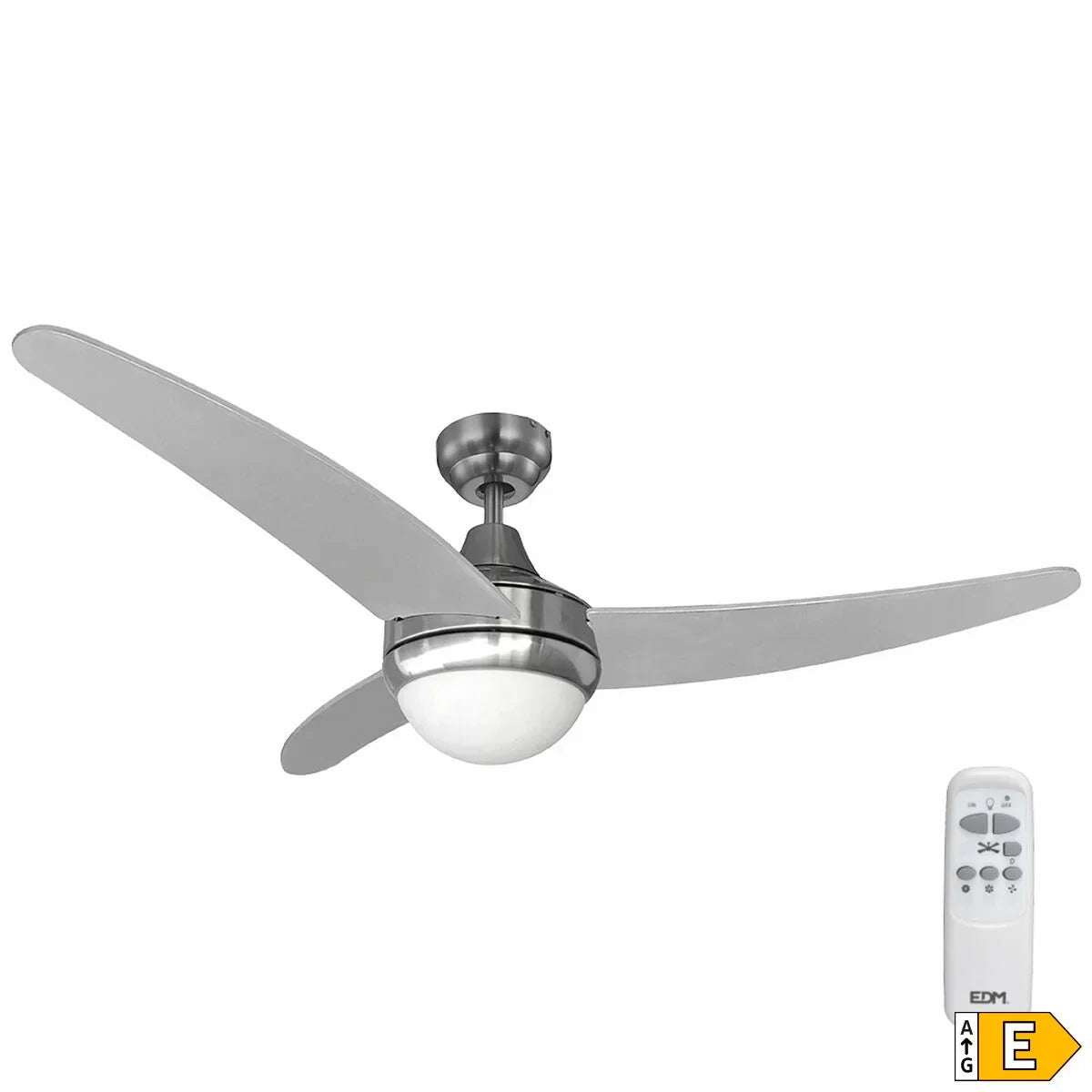 Ventilatore da Soffitto con Luce EDM 33804 Egeo Argentato 60 W - Yestore