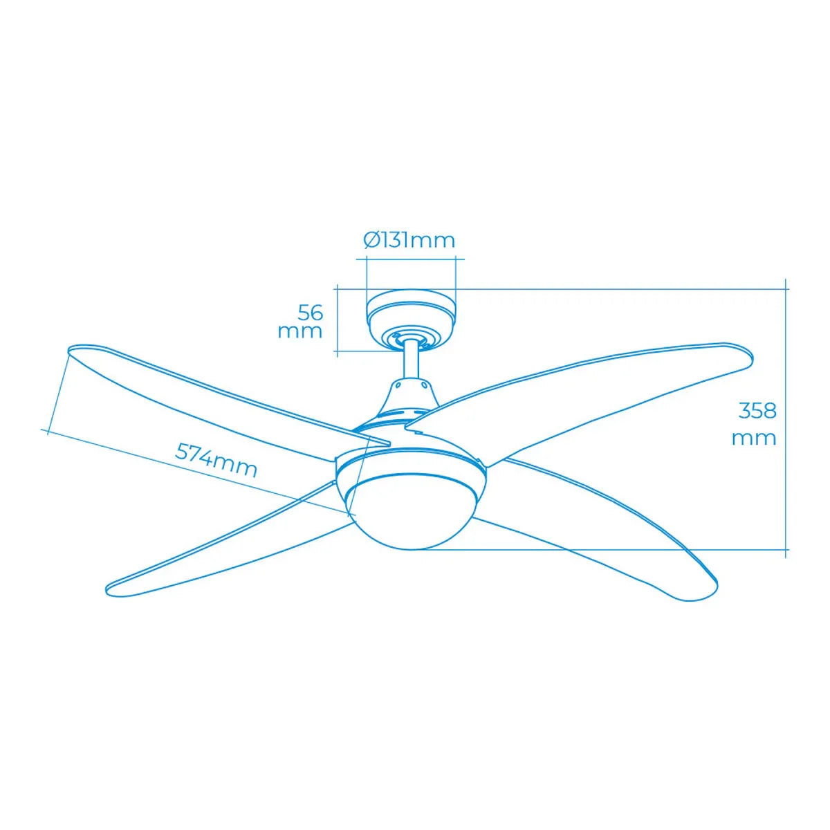 Ventilatore da Soffitto con Luce EDM 33807 Caspio Argentato 60 W - Yestore