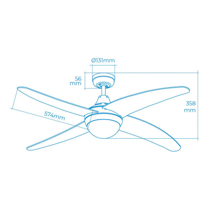 Ventilatore da Soffitto con Luce EDM 33807 Caspio Argentato 60 W - Yestore