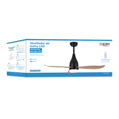 Ventilatore da Soffitto con Luce EDM 33815 Kattegat Nero 15 W 18 W 2190 Lm - Yestore