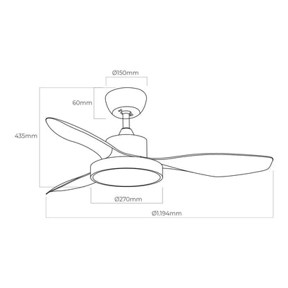 Ventilatore da Soffitto con Luce EDM 33817 Arctic Bianco 24 W 38 W 2160 Lm - Yestore