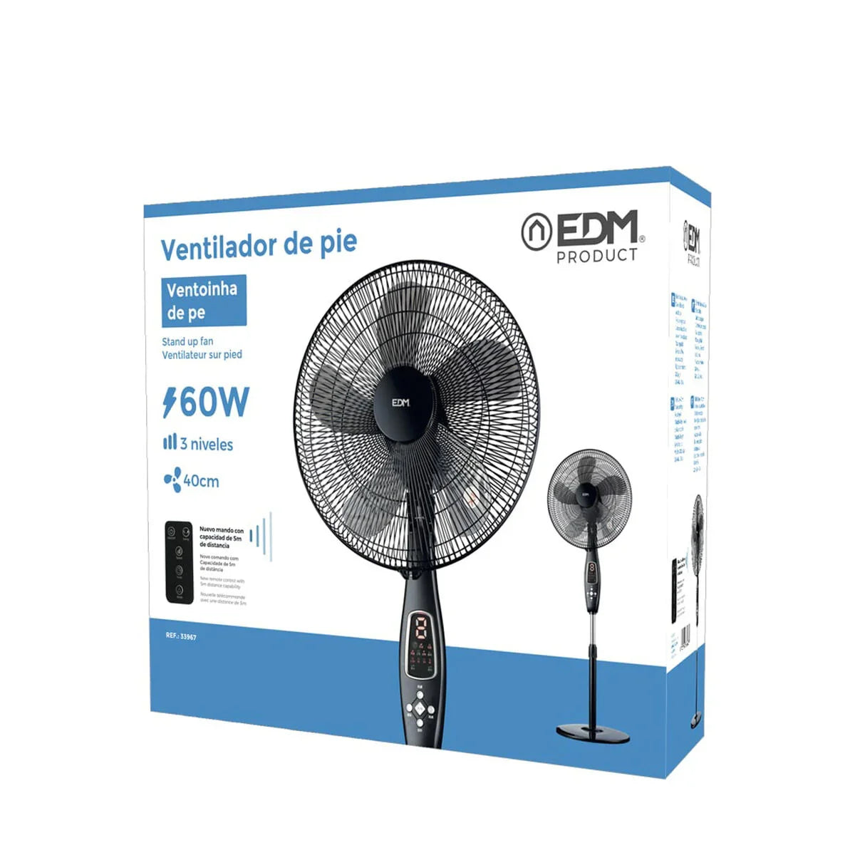 Ventilatore a Piantana EDM 33967 Nero 60 W - Yestore