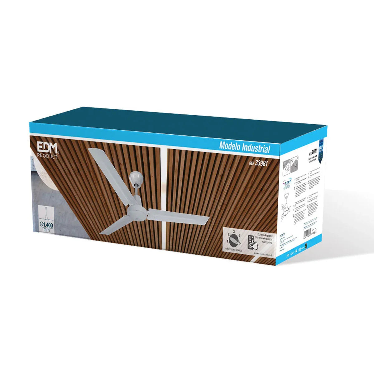 Ventilatore da Soffitto EDM 33981 Bianco 60 W Ø 140 cm industriale - Yestore