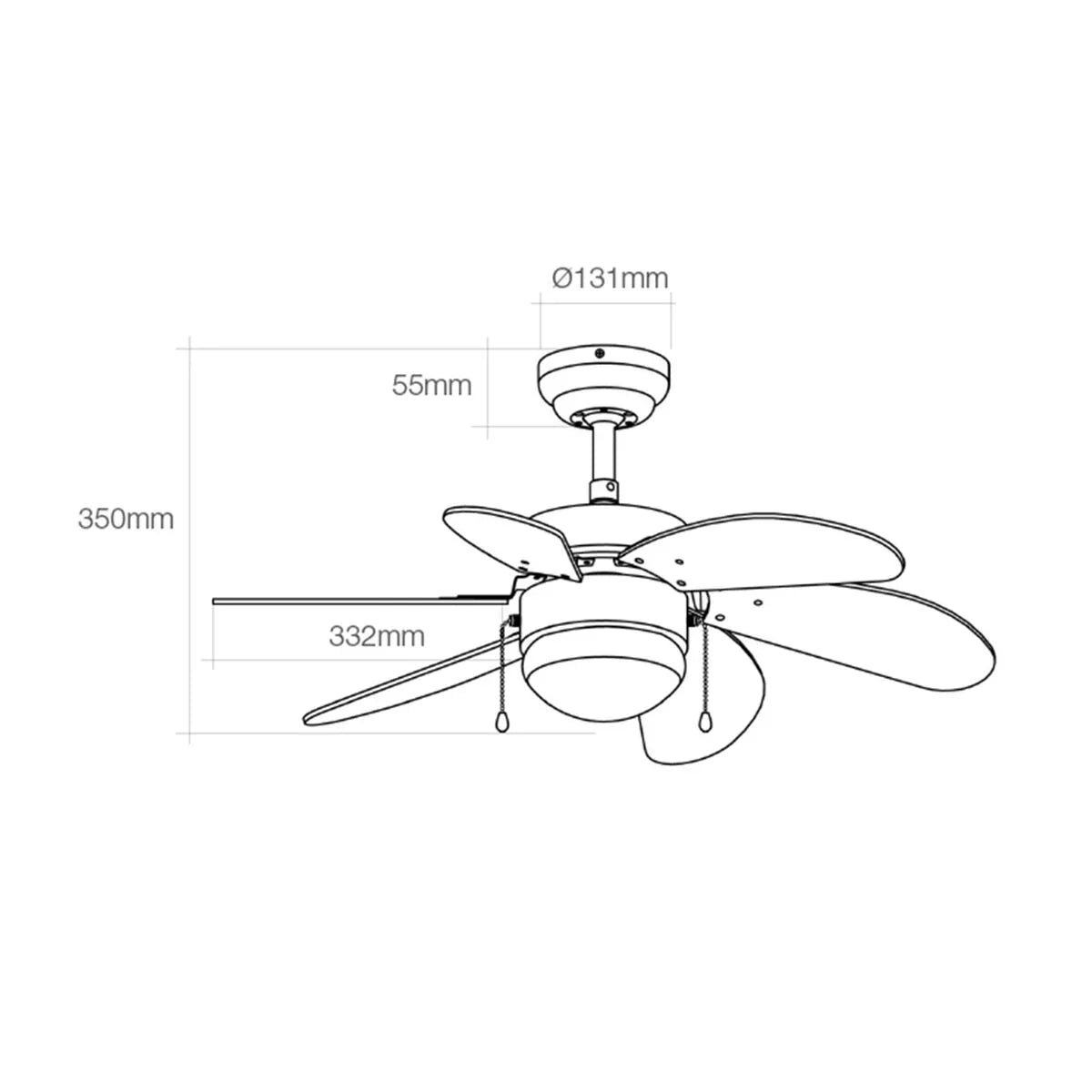 Ventilatore da Soffitto con Luce EDM 33984 Aral Wengue nichel 50 W - Yestore