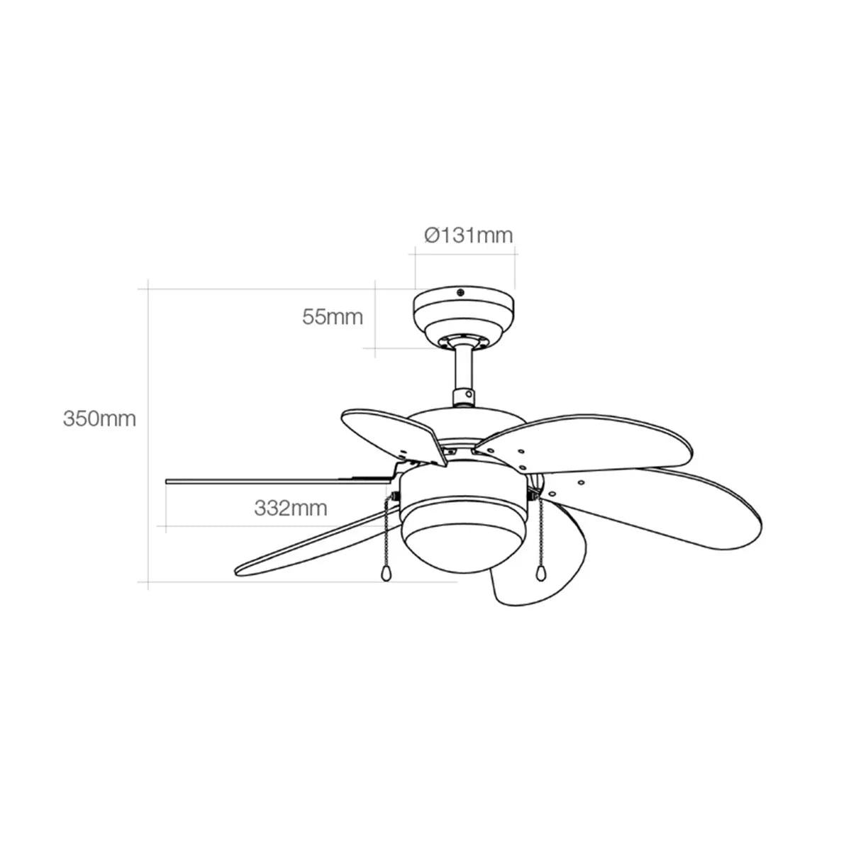 Ventilatore da Soffitto con Luce EDM 33985 Aral Bianco 50 W - Yestore