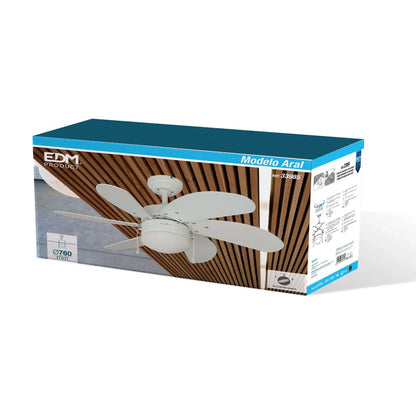 Ventilatore da Soffitto con Luce EDM 33985 Aral Bianco 50 W - Yestore