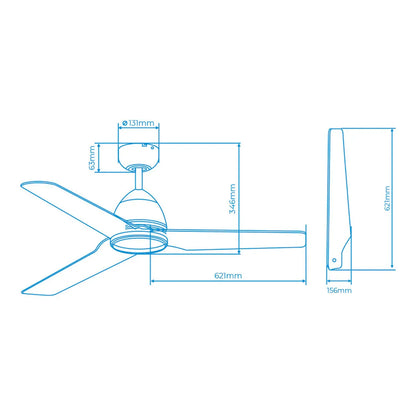 Ventilatore da Soffitto EDM 33986 Java Bianco 60 W Ø 130 cm - Yestore