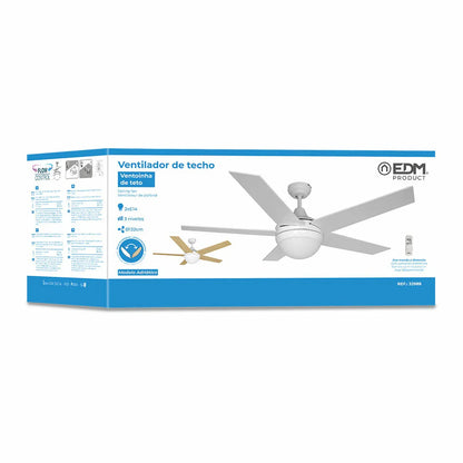 Ventilatore da Soffitto con Luce EDM 33988 Adriatico Bianco 60 W - Yestore