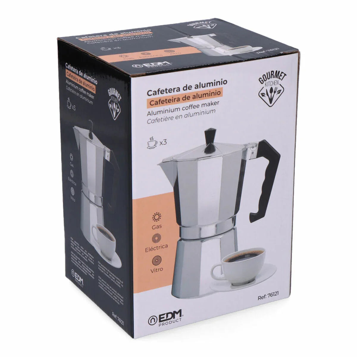 Caffettiera Italiana EDM Alluminio 3 Tazze - Yestore