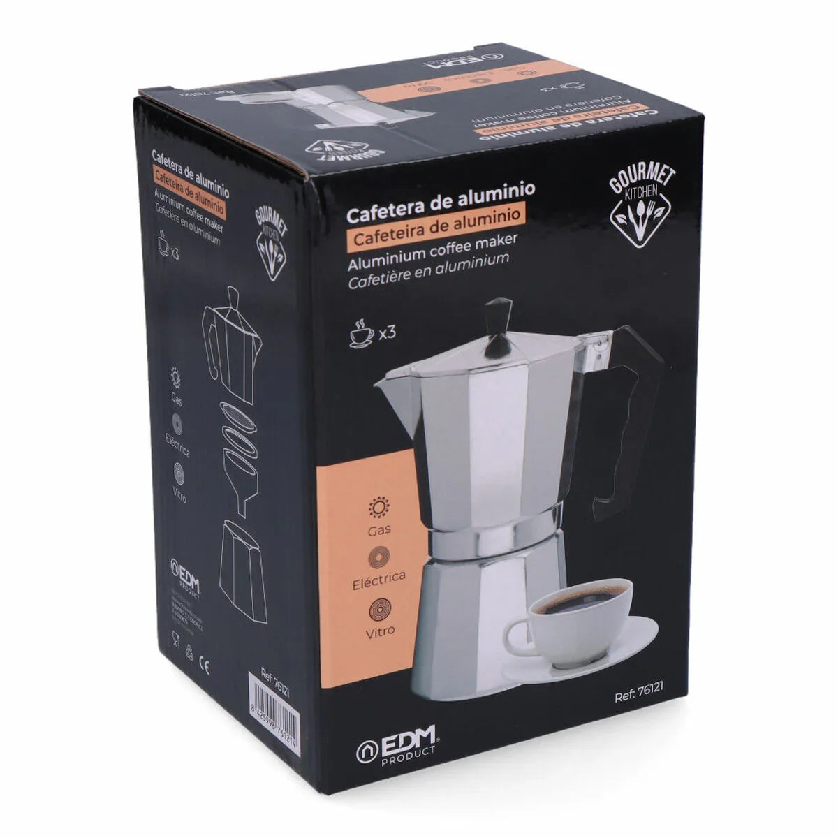Caffettiera Italiana EDM Alluminio 3 Tazze - Yestore