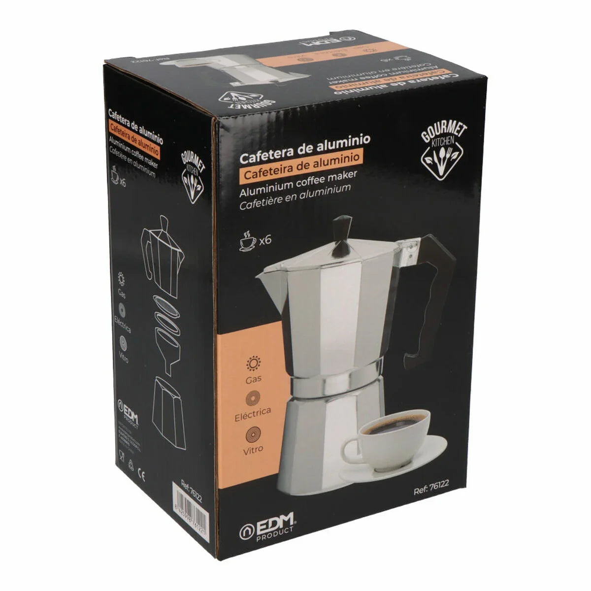 Caffettiera Italiana EDM Alluminio 6 Tazze - Yestore