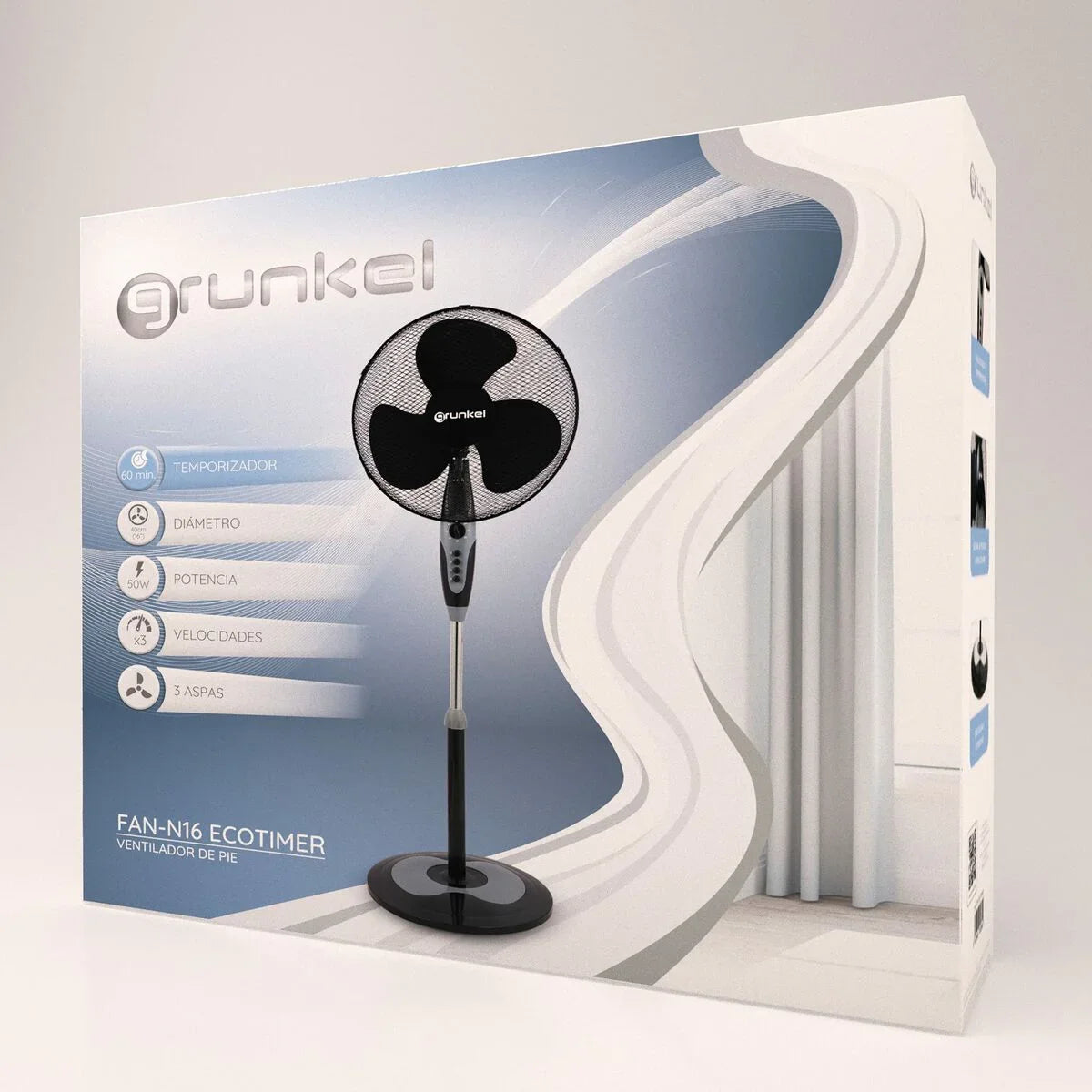 Ventilatore a Piantana Grunkel FAN-N16 ECOTIMER Nero 50 W - Yestore