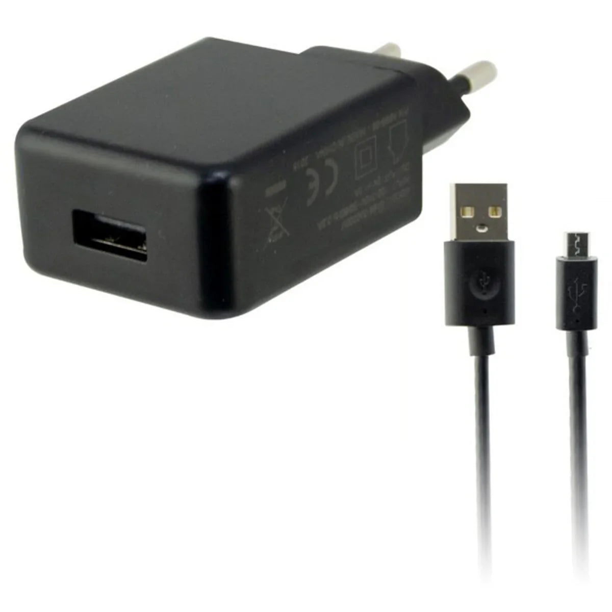 Caricabatterie da Parete + Cavo Micro USB KSIX USB 2A Nero - Yestore