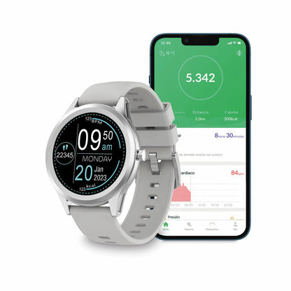 Smartwatch KSIX Globe Argento Impermeabile e Multifunzione - Yestore