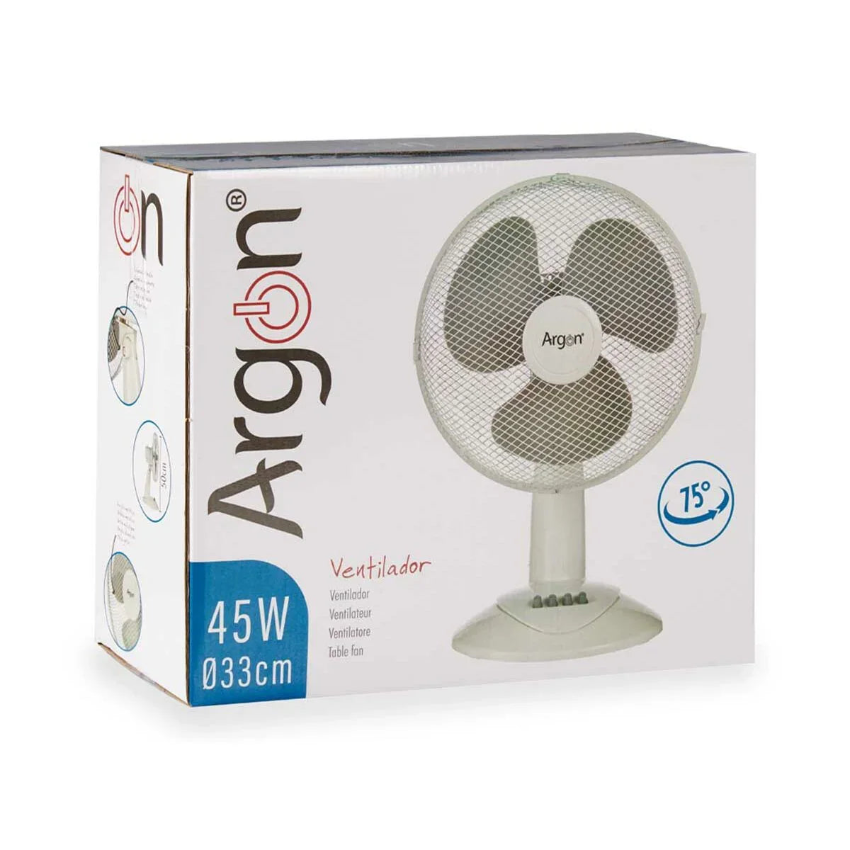 Ventilatore da Tavolo Argon FT-26A Bianco 45 W 27 x 51 x 33,5 cm - Yestore