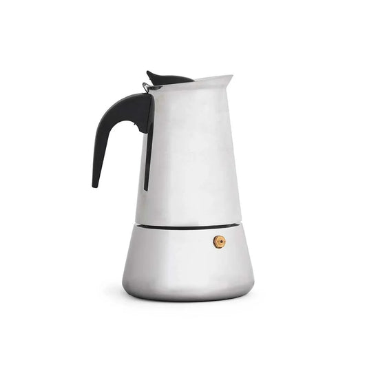Italian Coffee Pot Kinvara S12AA-6T Black Silver Steel 6 Cups - Yestore