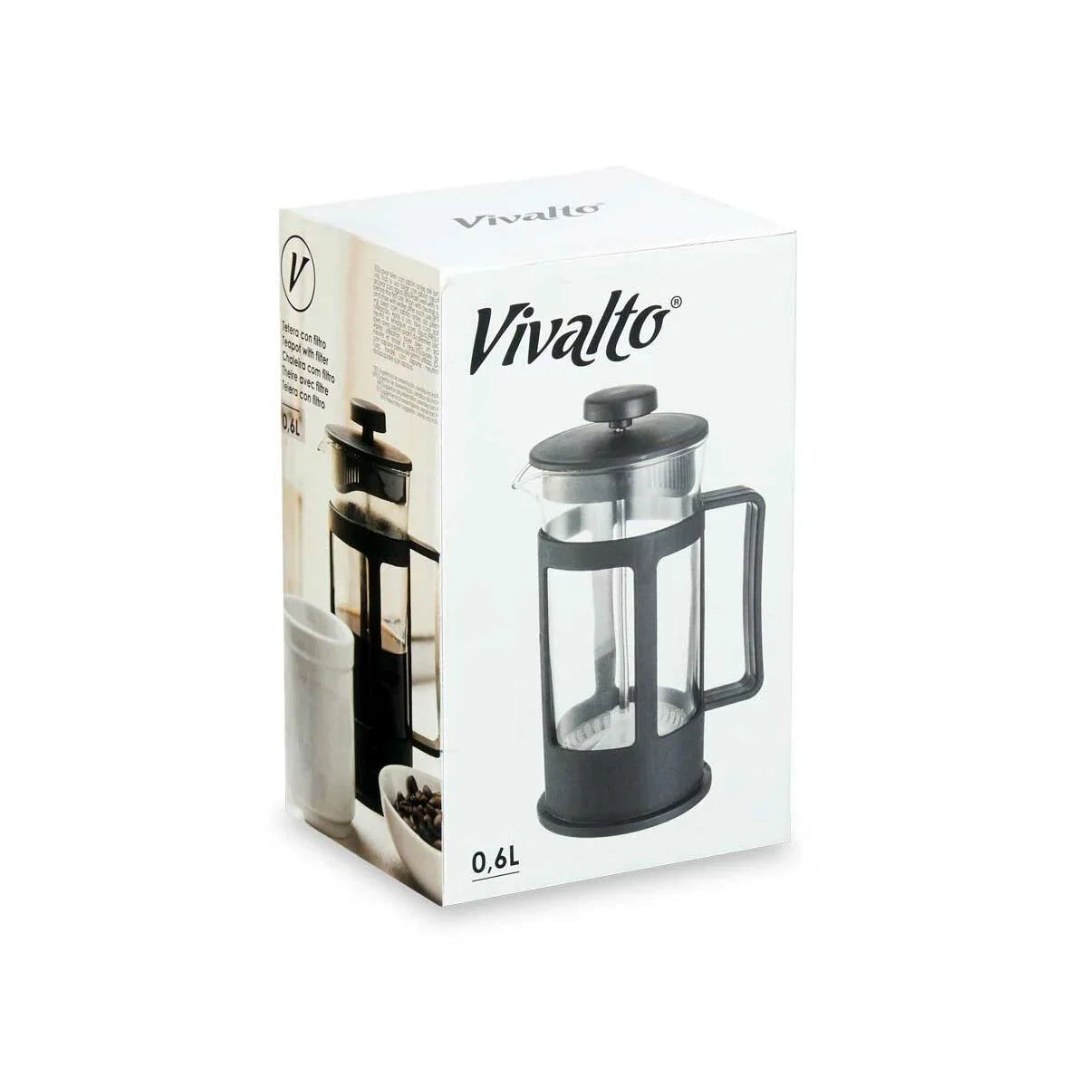 Teapot Kinvara SW8120 Black Transparent 600 ml Piston - Yestore