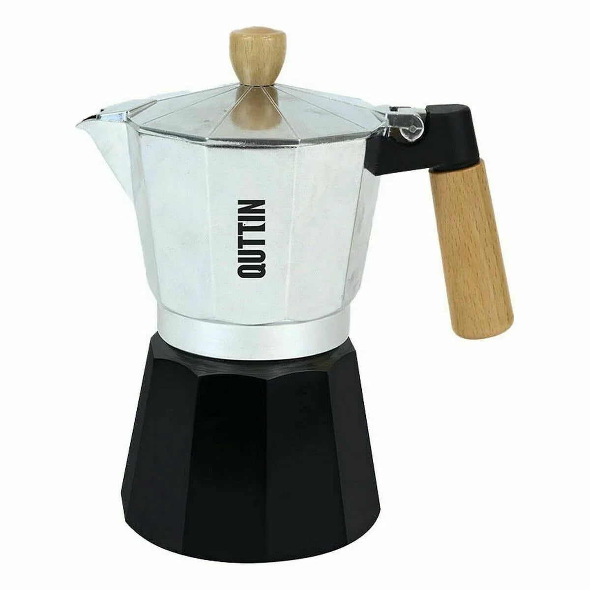 Italian Coffee Pot Quttin Wood Aluminium 12 Cups (6 Units) - Yestore