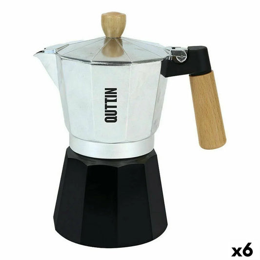 Italian Coffee Pot Quttin Wood Aluminium 12 Cups (6 Units) - Yestore