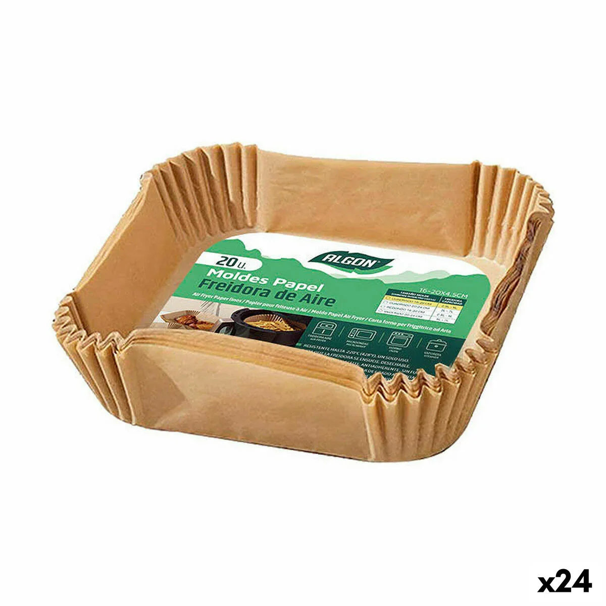 Air fryer paper Algon 20 cm No-Oil Fryer (24 Units) - Yestore