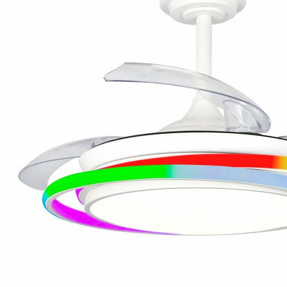 Ventilatore da Soffitto CristalRecord ANTILA MINI RGB WH RETRAC Bianco - Yestore
