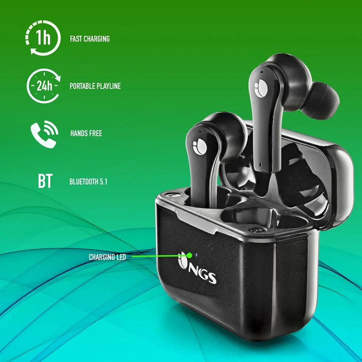 Auricolari Bluetooth NGS ARTICABLOOMBLACK Nero - Yestore