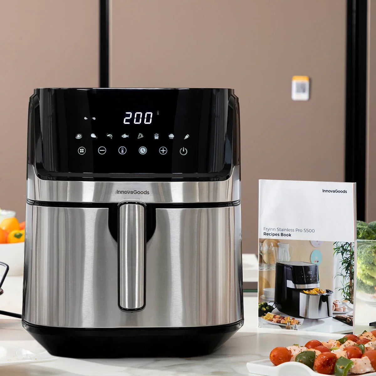 Friggitrice ad Aria InnovaGoods Fryinn Pro 5500 Nero 5,5 L - Yestore