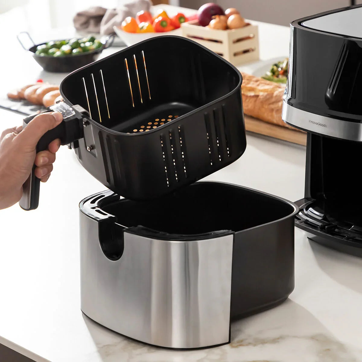Friggitrice ad Aria InnovaGoods Fryinn Pro 5500 Nero 5,5 L - Yestore