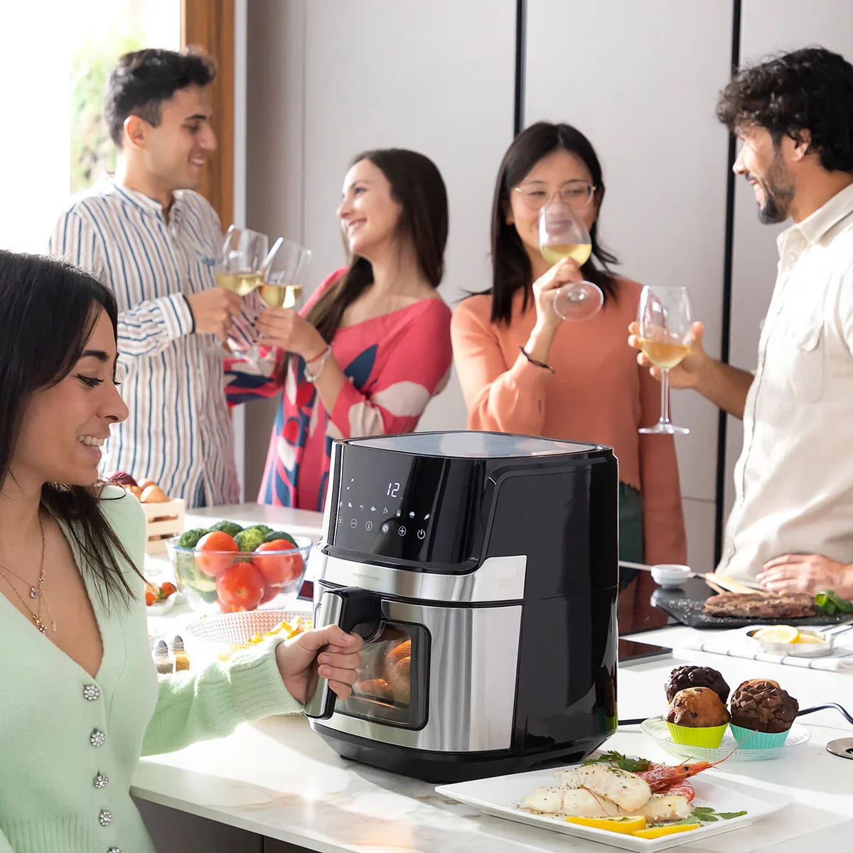Air Fryer InnovaGoods Fryinn View 6500 Black 1700 W 6,5 L Stainless steel - Yestore